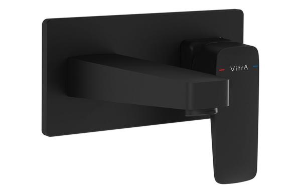 VitrA Root Square Wall Mounted Basin Mixer - Matt Black